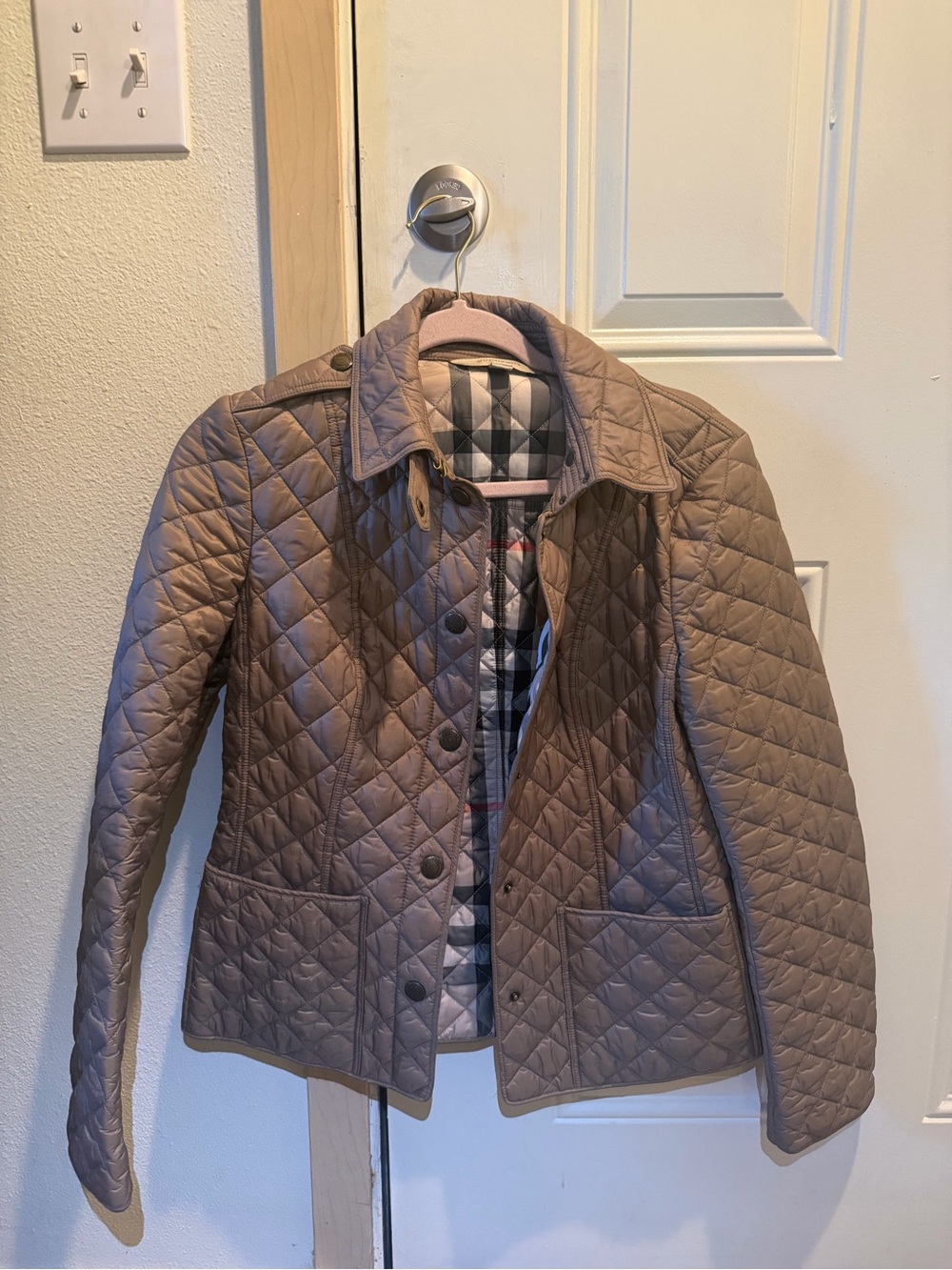 Burberry Quilted Puffer Jacket in Taupe